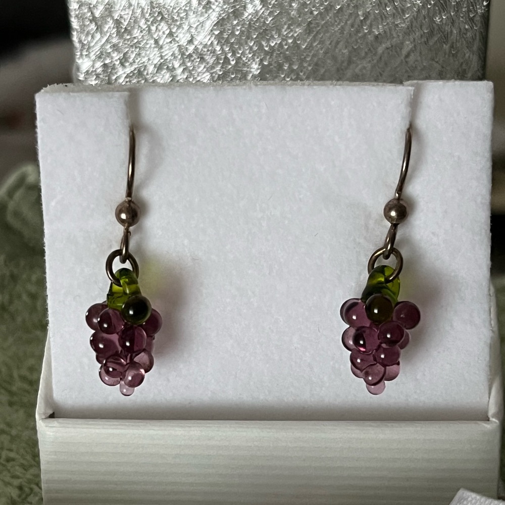 Unique Blown Glass grape earrings